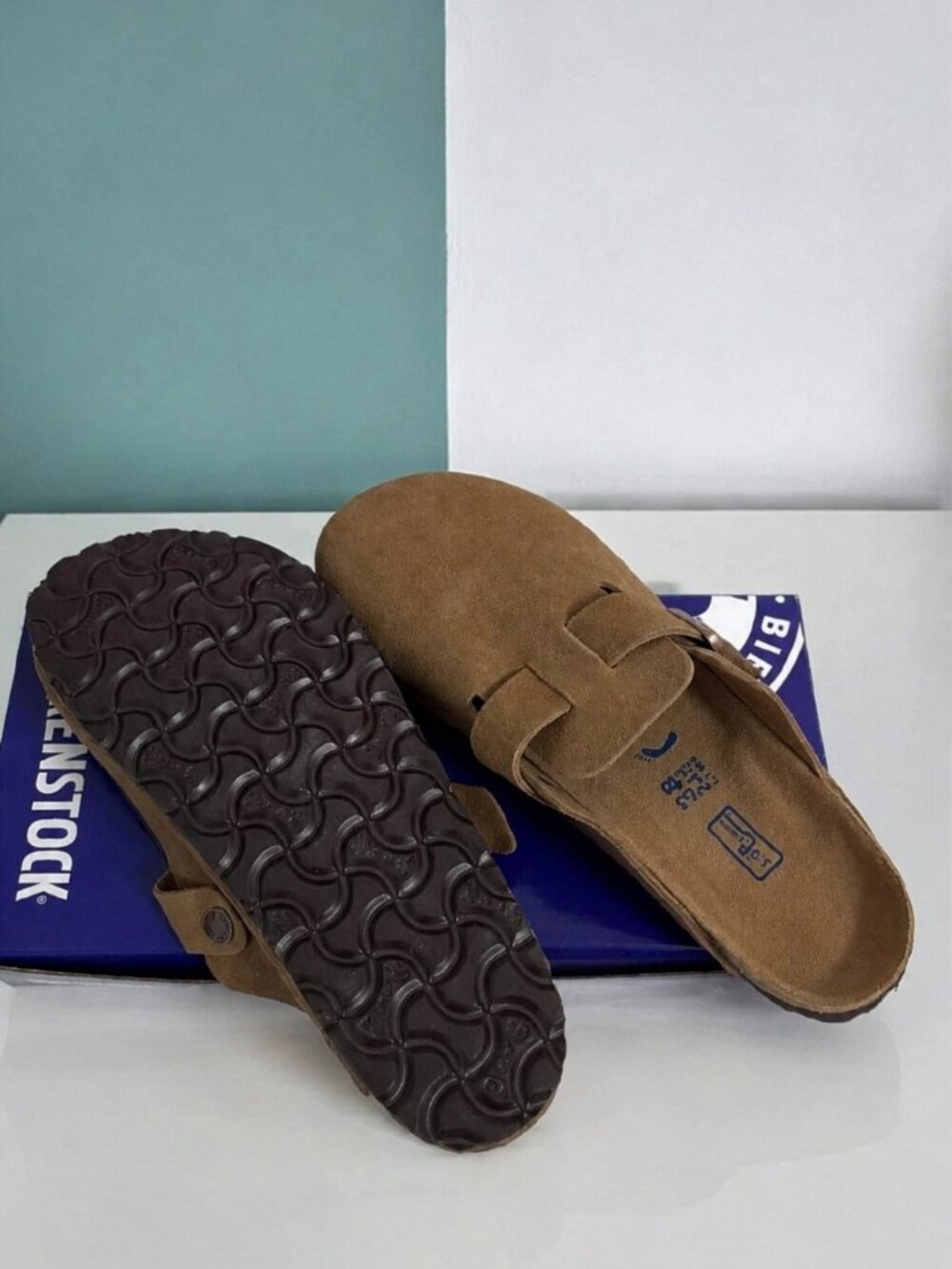 Birkenstock Boston Taupe Suede Soft Footbed Clogs EU 38 - Picture 4 of 7